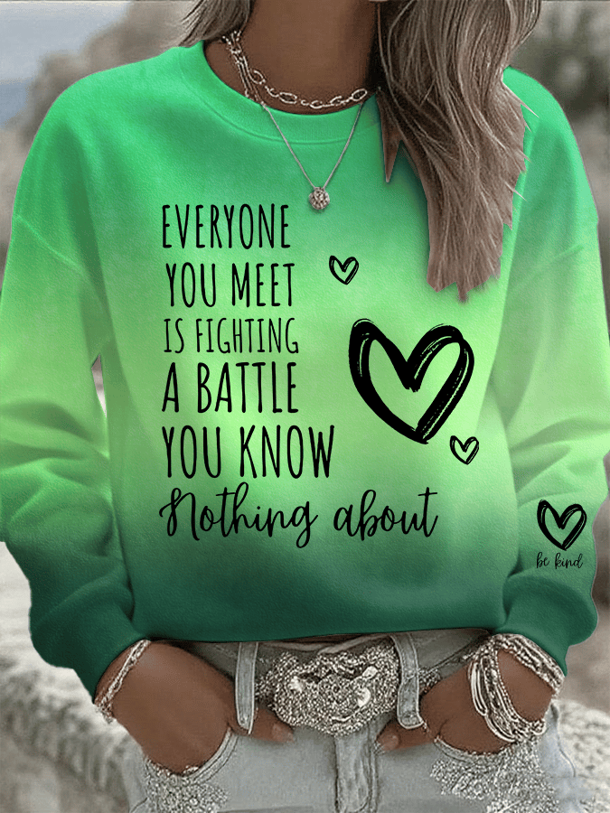 Women's Be Kind Mental Health Print Crew Neck Sweatshirt