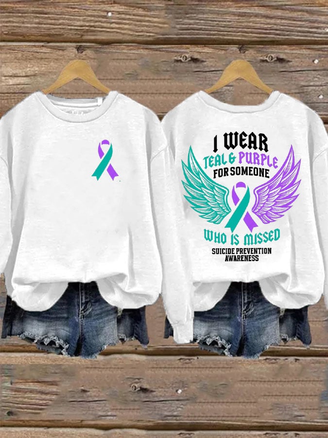 Women's I Wear Teal & Purple For Someone Who Is Missed Printed Sweatshirt