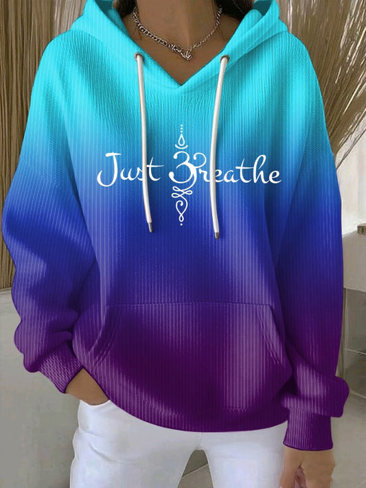 Women's Just Breathe Print Casual Sweatshirt