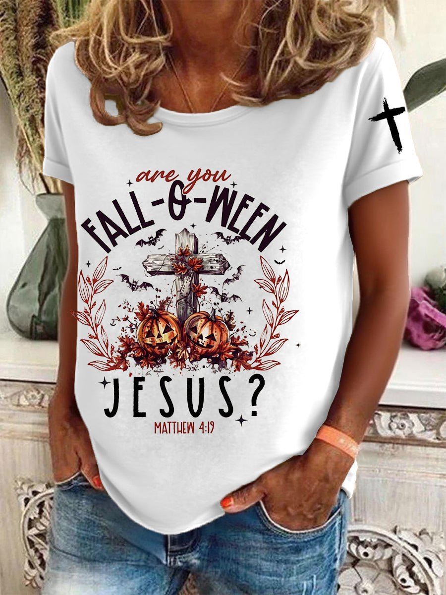 Jesus Women's Halloween Print Short Sleeve T-Shirt