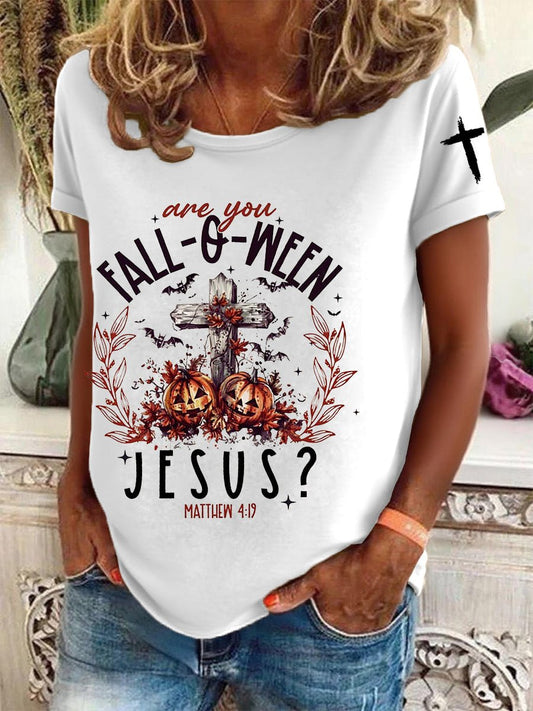 Jesus Women's Halloween Print Short Sleeve T-Shirt