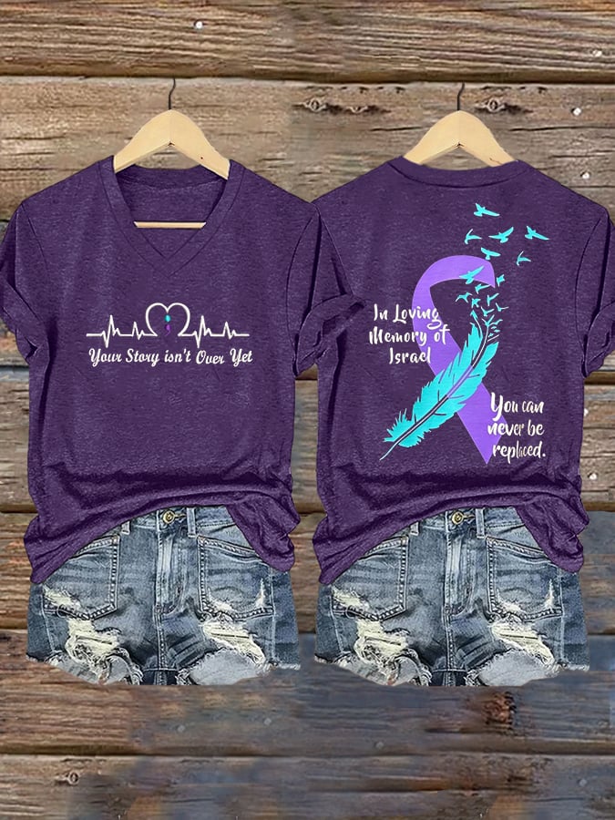 Women's Suicide Prevention Your Story lsn' t Over Yet Printed Casual T-Shirt