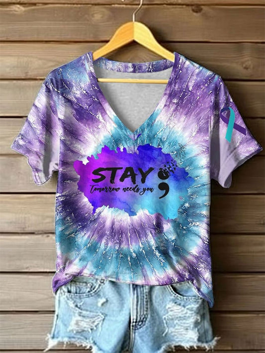 Women'S Casual Mental Health Printed T-Shirt