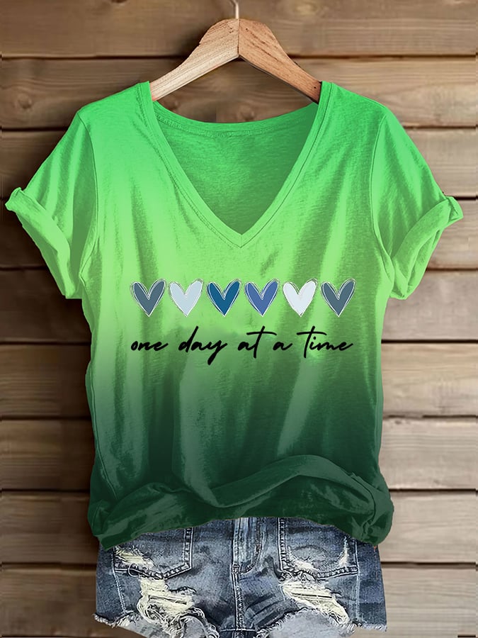 Women's One Day At A Time Printed Casual T-Shirt