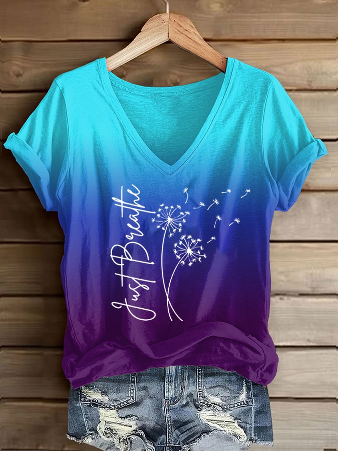 Women's Just Breathe Printed Casual T-Shirt