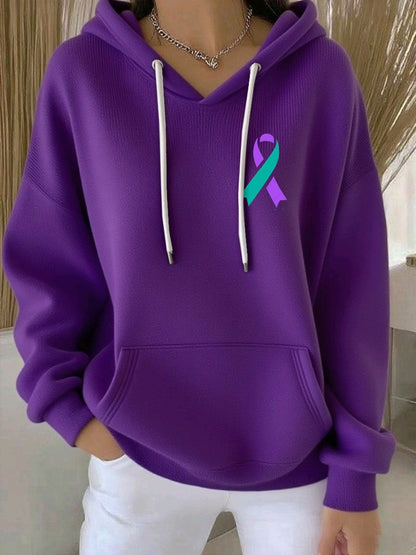 Women's I Wear Teal & Purple For Someone Who Is Missed Printed Hooded Sweatshirt