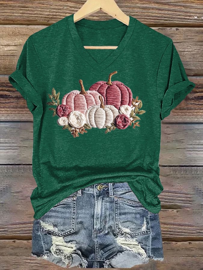 Women's Casual Pink Pumpkin T-Shirt