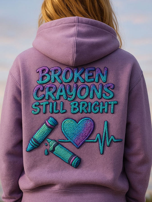 Women's Vintage Broken Crayons Still Bright Print Sweatshirt