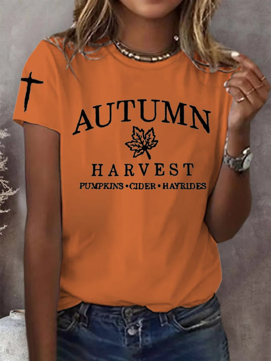 Women's Autumn Harvest Faith  Print Shirt