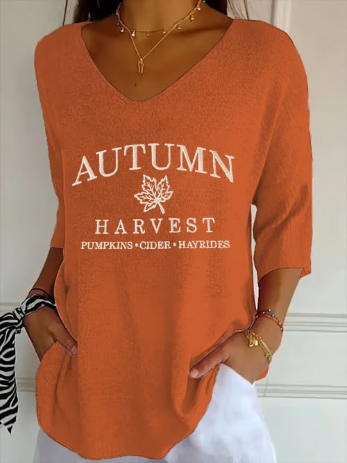 Women's Autumn Pumpkin Seasonal Print Top