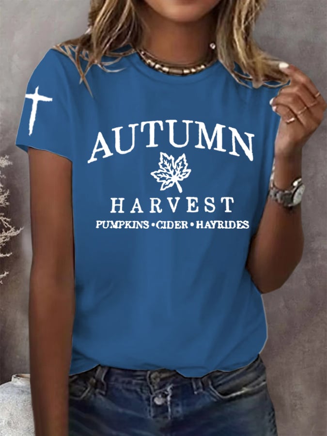 Women's Autumn Harvest Faith  Print Shirt