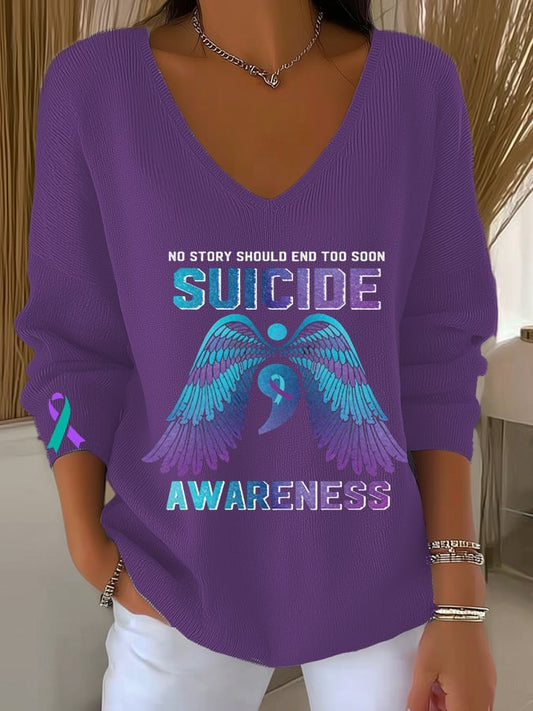 Women's I Wear Teal And Purple For Someone Print Long Sleeve Top