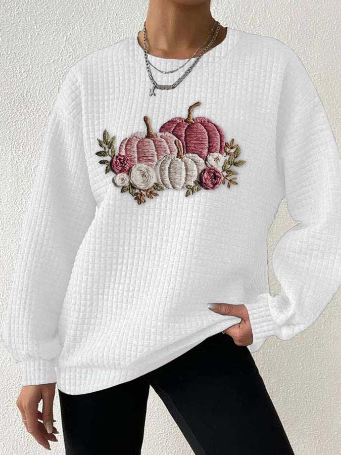 Women's Fall Pumpkin Check Sweatshirt