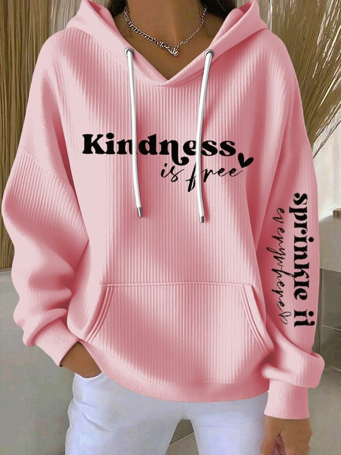 Women's Mental Health Slogan kindness  Printed Casual Hooded Sweatshirt