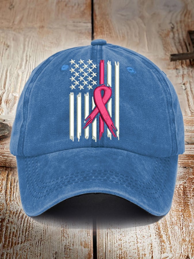 Unisex Breast Cancer Ribbon Print Baseball Cap