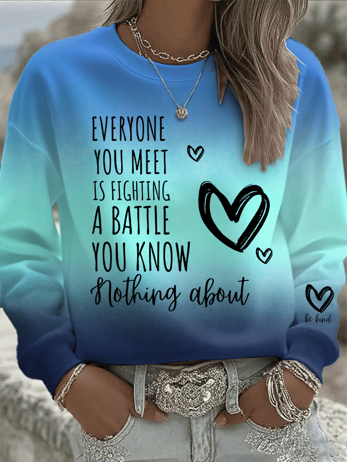 Women's Be Kind Mental Health Print Crew Neck Sweatshirt