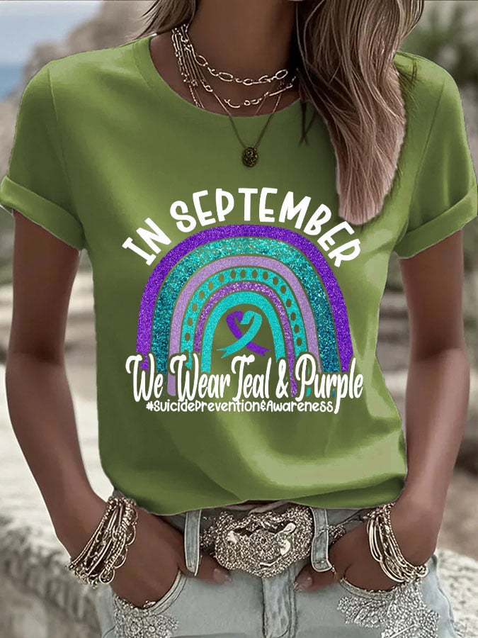 Women's Suicide Prevention Awareness Printed T-Shirt