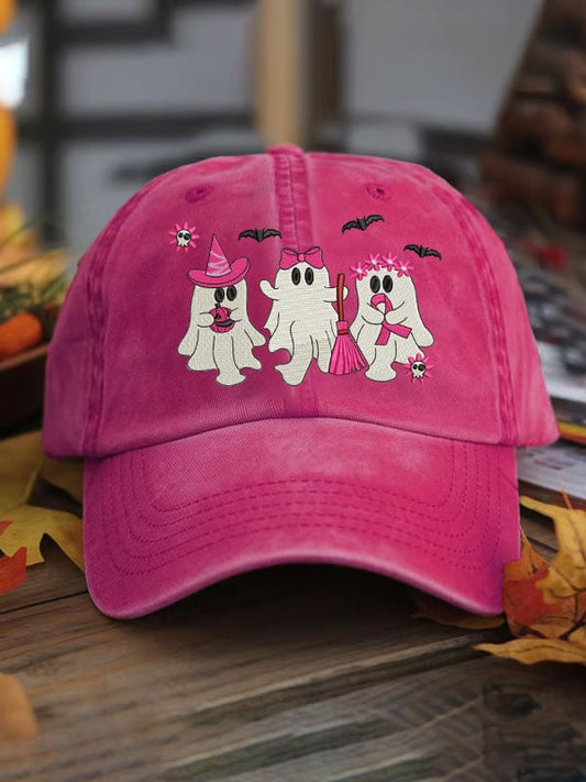 Unisex Pink Ghost Breast Cancer Awareness Print Baseball Cap