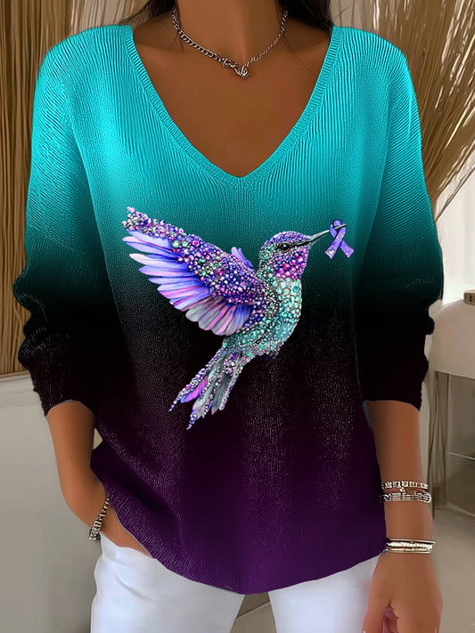 Women's Suicide Prevention Awareness Printed Knitted Top