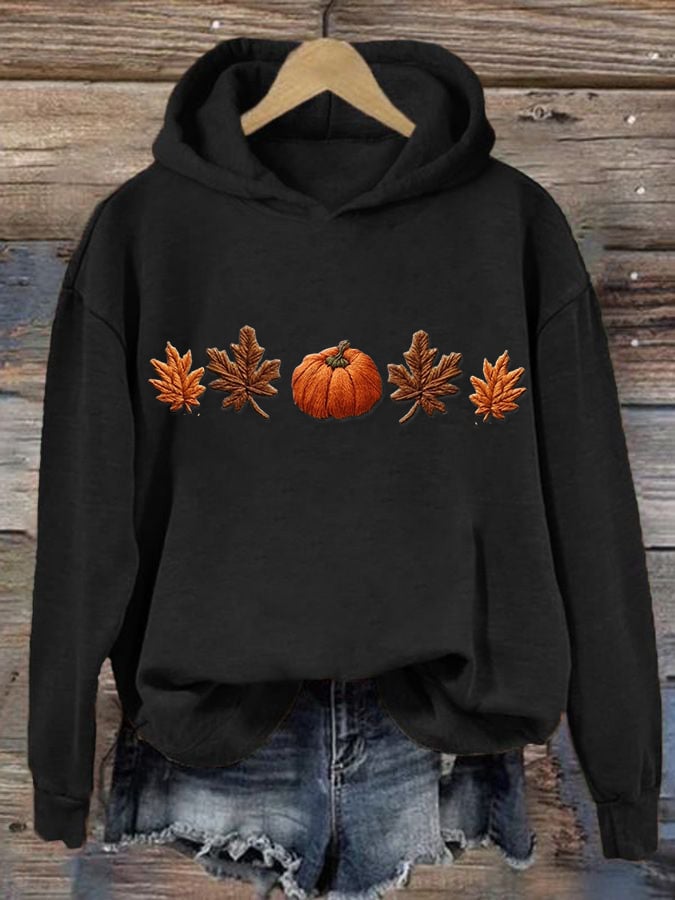 Women's Casual Fall Pumpkin Print Hoodie