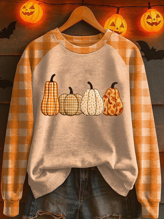 Women's Pumpkin Season Print Raglan Sleeve Sweatshirt