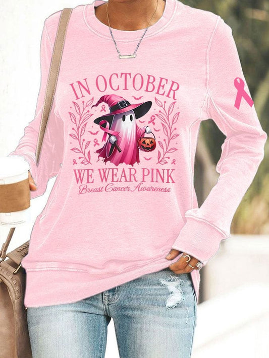 Women's Breast Cancer Awareness In October We Were Pink Printed Sweatshirt