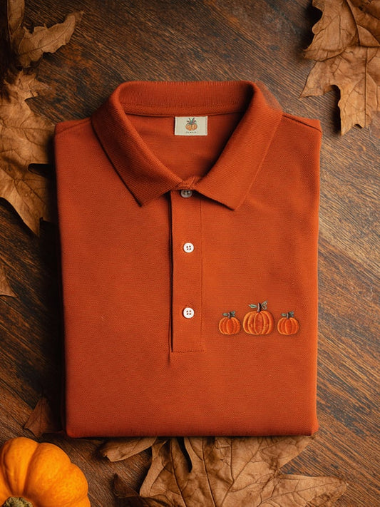Men's Offline Business Autumn Pumpkin Contrast Polo
