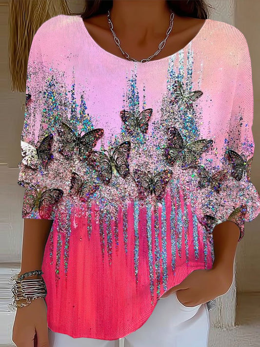 Women's Breast Cancer Awareness Print Drop Shoulder Sweater