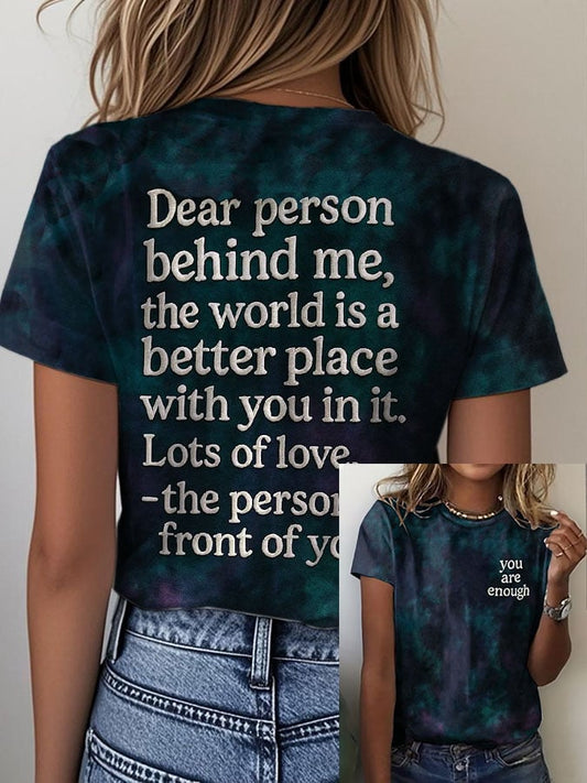 Women's You Are Enough Printed Round Neck T-Shirt