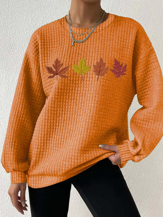 Women's Autumn Leaves Printed Casual Sweatshirt