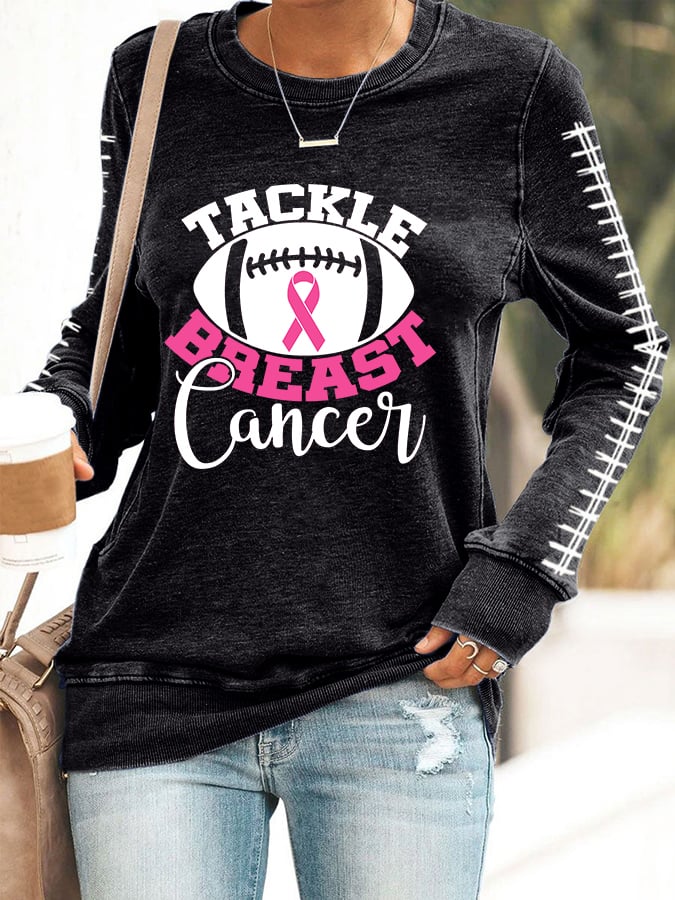 Women's Pink Breast Cancer Awareness Print Sweatshirt