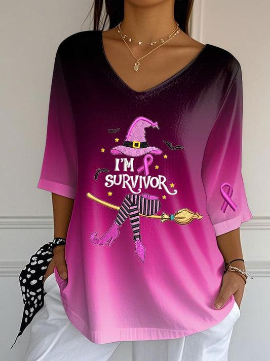 Women's Breast Cancer Print Casual T-shirt