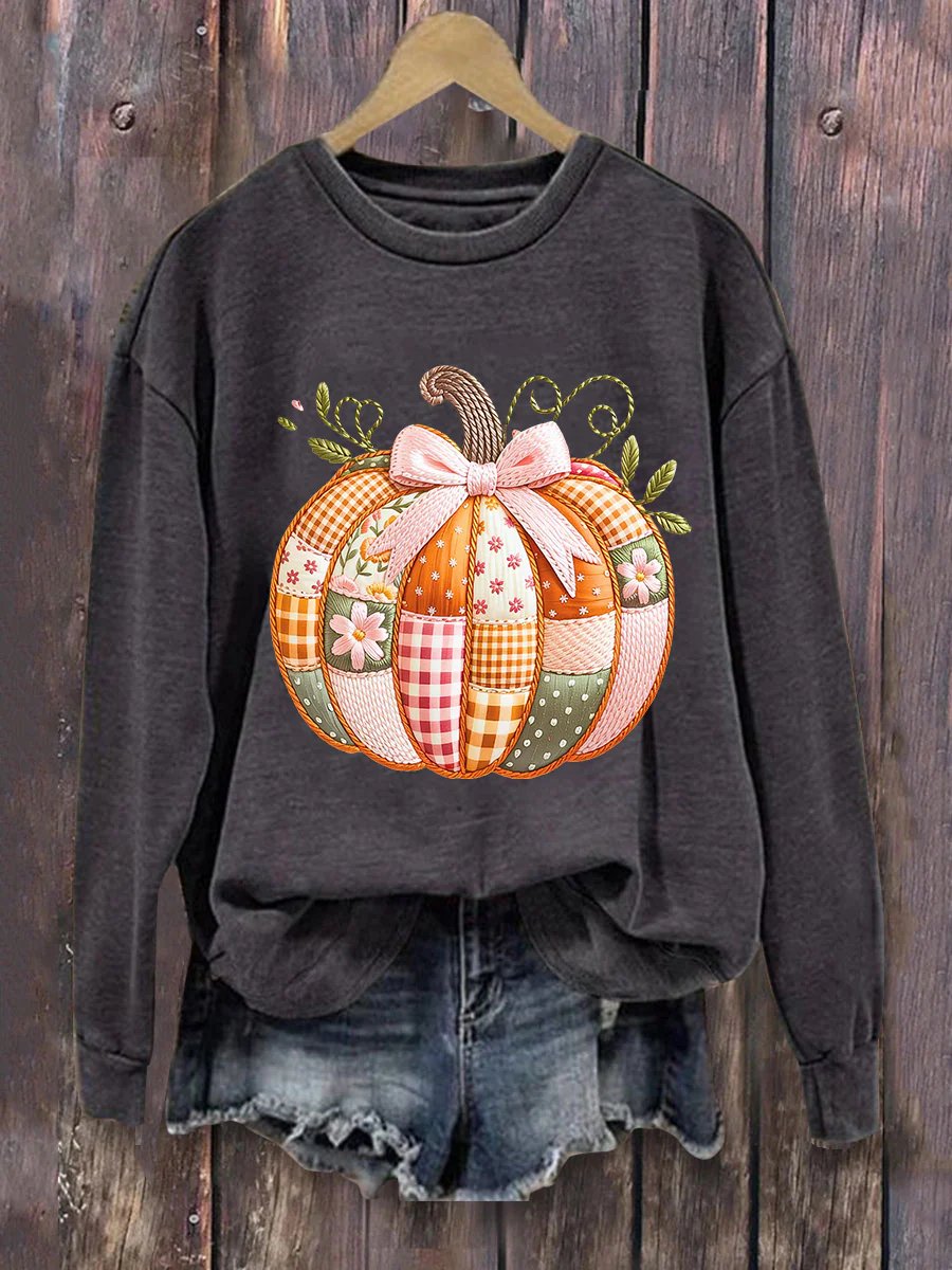 Women's Pumpkin Art Print Sweatshirt