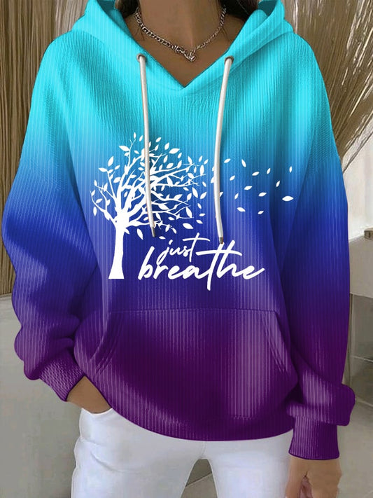 Women's Just Breathe Print Casual Sweatshirt