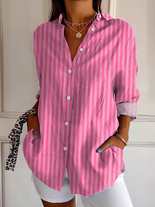 Women's Casual Retro Art Striped Shirt
